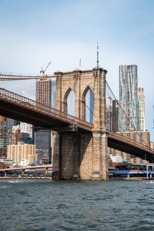 Brooklyn Bridge Tower and Manhattan Skyline