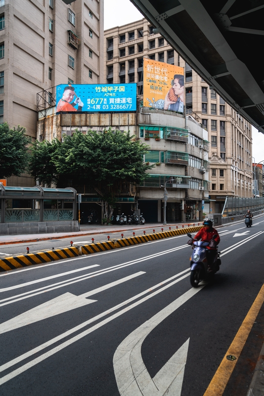 Motorcyclist Under Taipei's Elevated Highway