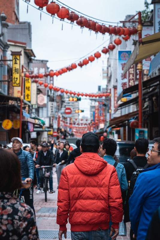 Red Lanterns Light Taipei Street
