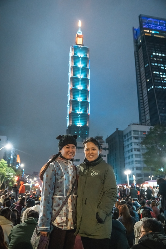Two Women at Taipei 101 Plaza