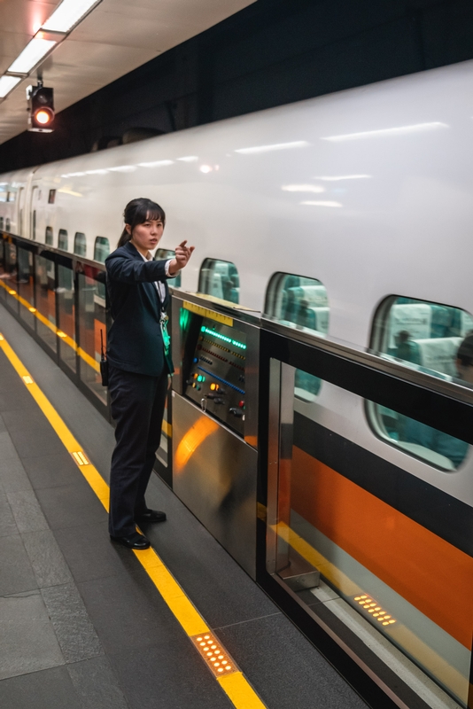 Transit Worker at Taipei Subway Platform
