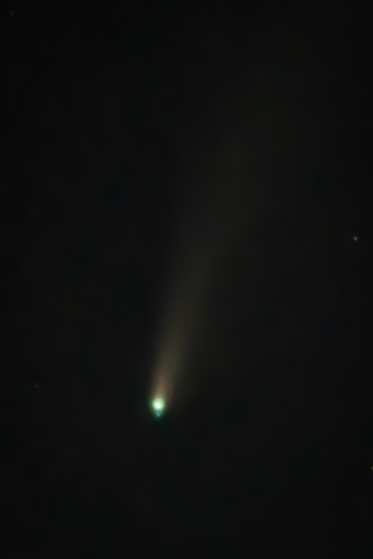 Comet With Green Coma Streaking Skyward