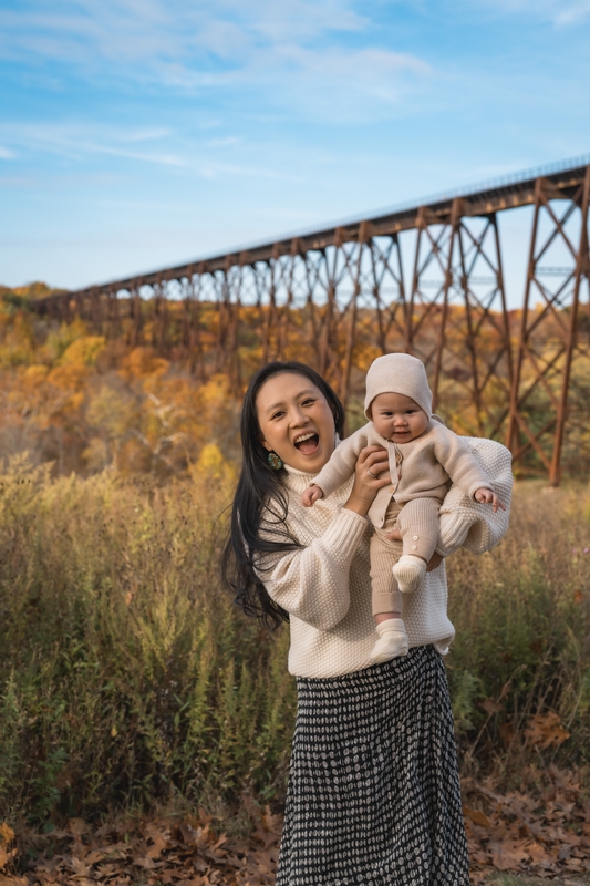 Mother and Baby in Golden Autumn