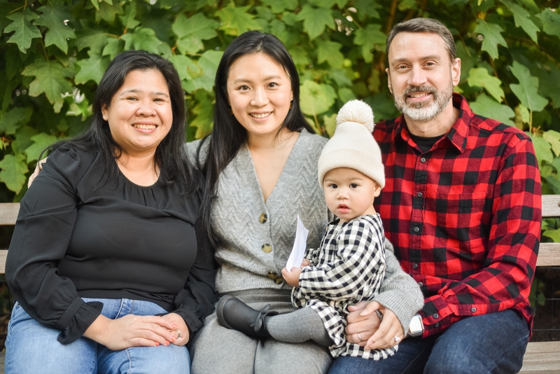 Family Portrait on Garden Bench