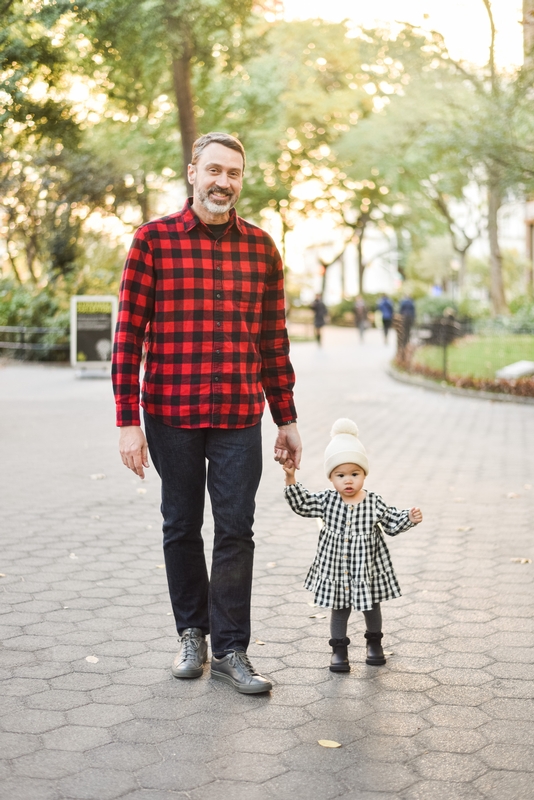 Father and Toddler in Autumn Park