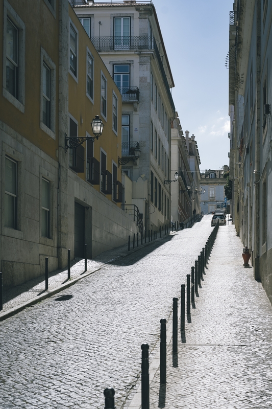Cobblestone Street in Historic Lisbon