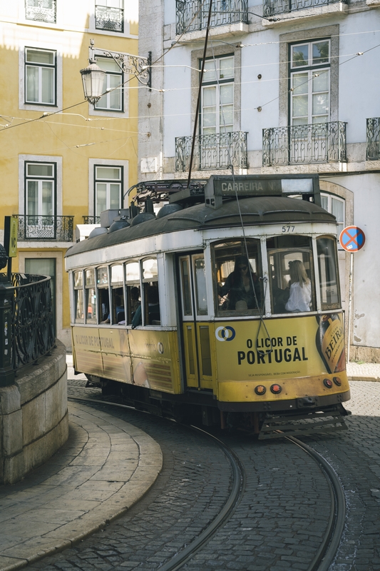 Historic Yellow Tram, Lisbon Portugal